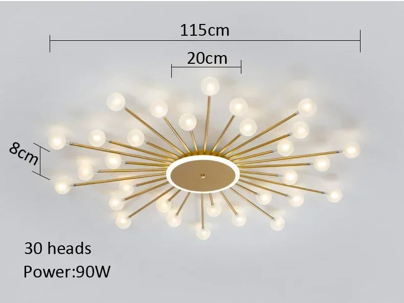 lampe suspension moderne or blanc sphères translucides scandinave structure métallique led éclairage intérieur