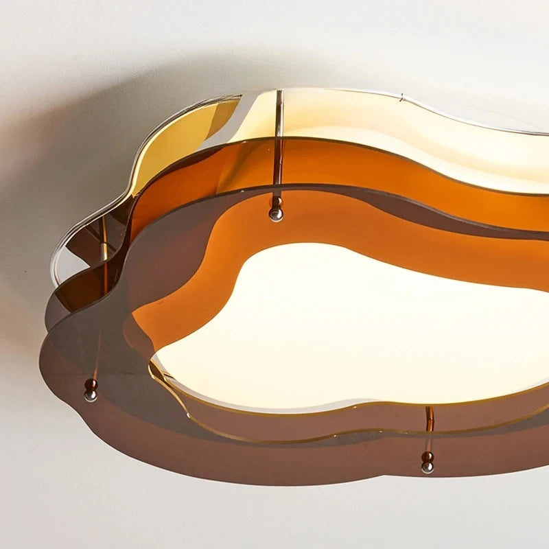 plafonnier led moderne marron blanc doré balcon céiling opacité rond ondulé touch switch