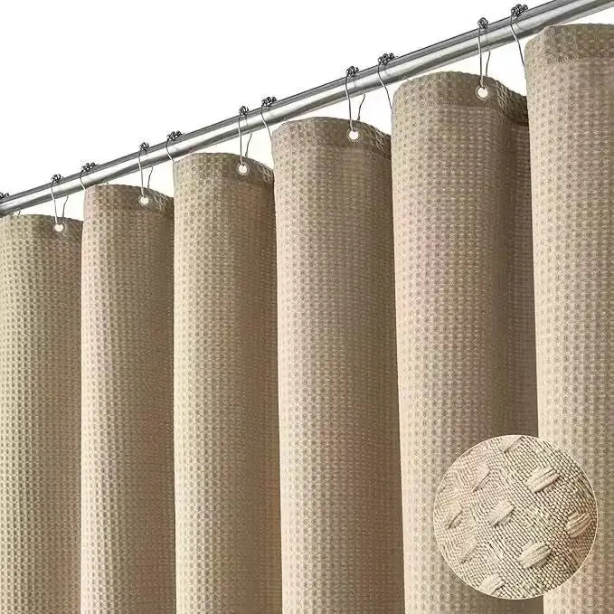rideau douche vert olive texture points moderne 72x72 crochets polyester