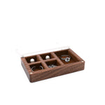 boîte bijoux bois foncé tissu intérieur moderne clips anneaux boucles d'oreilles colliers cadeau présentation