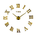 horloge murale moderne or noir numéros romains adhésive opaque chambre