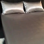 housse lit satinée gris clair moderne ajustement matelas 90x200cm coton polyester