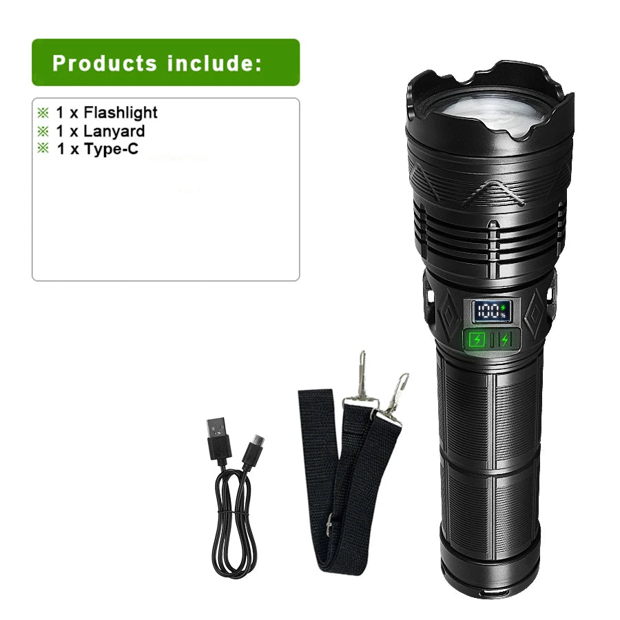 torche tactique rechargeable puissante led anti choc moderne pêche camping