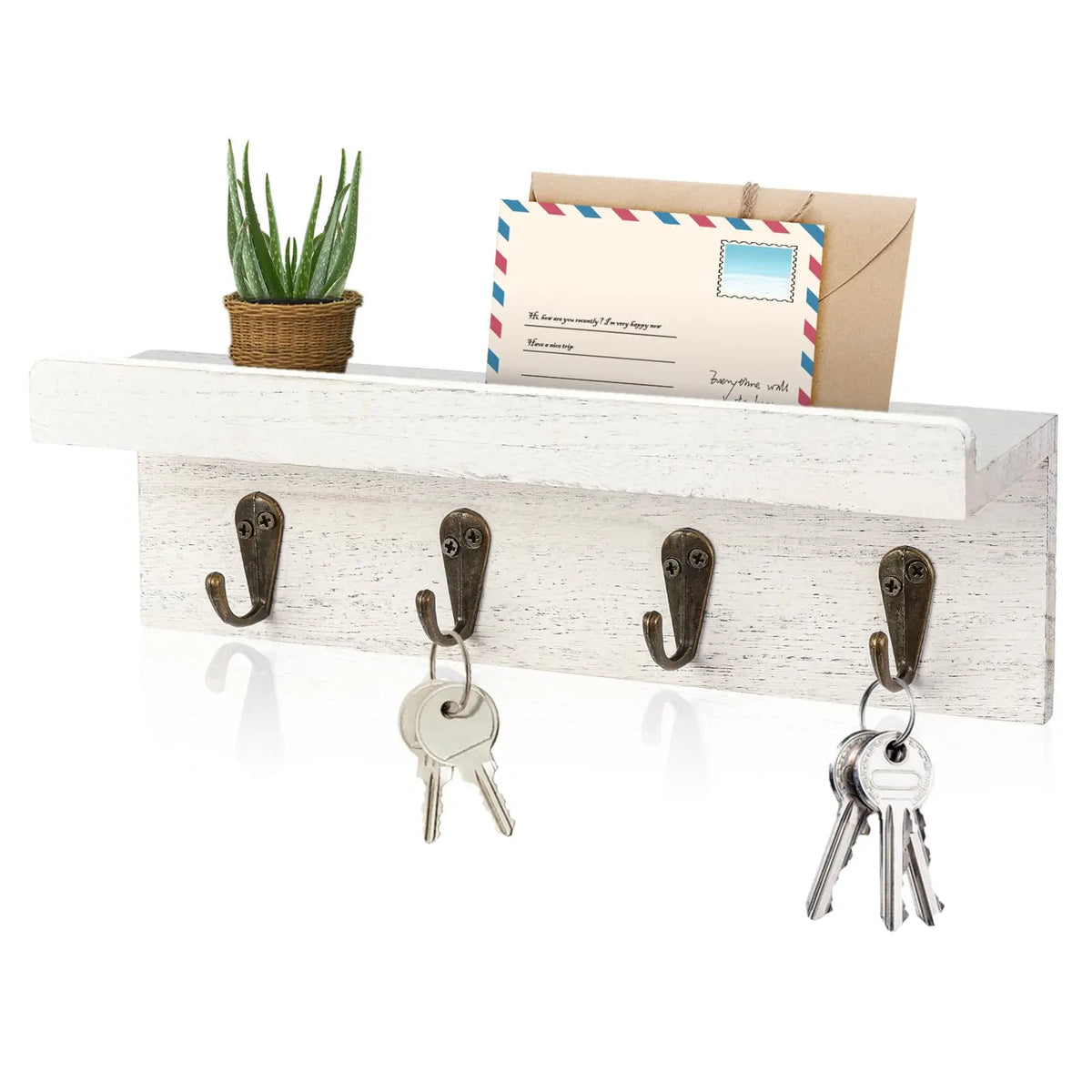 étagère murale bois rustique crochets blanc gris texture naturelle fixations vis instructions