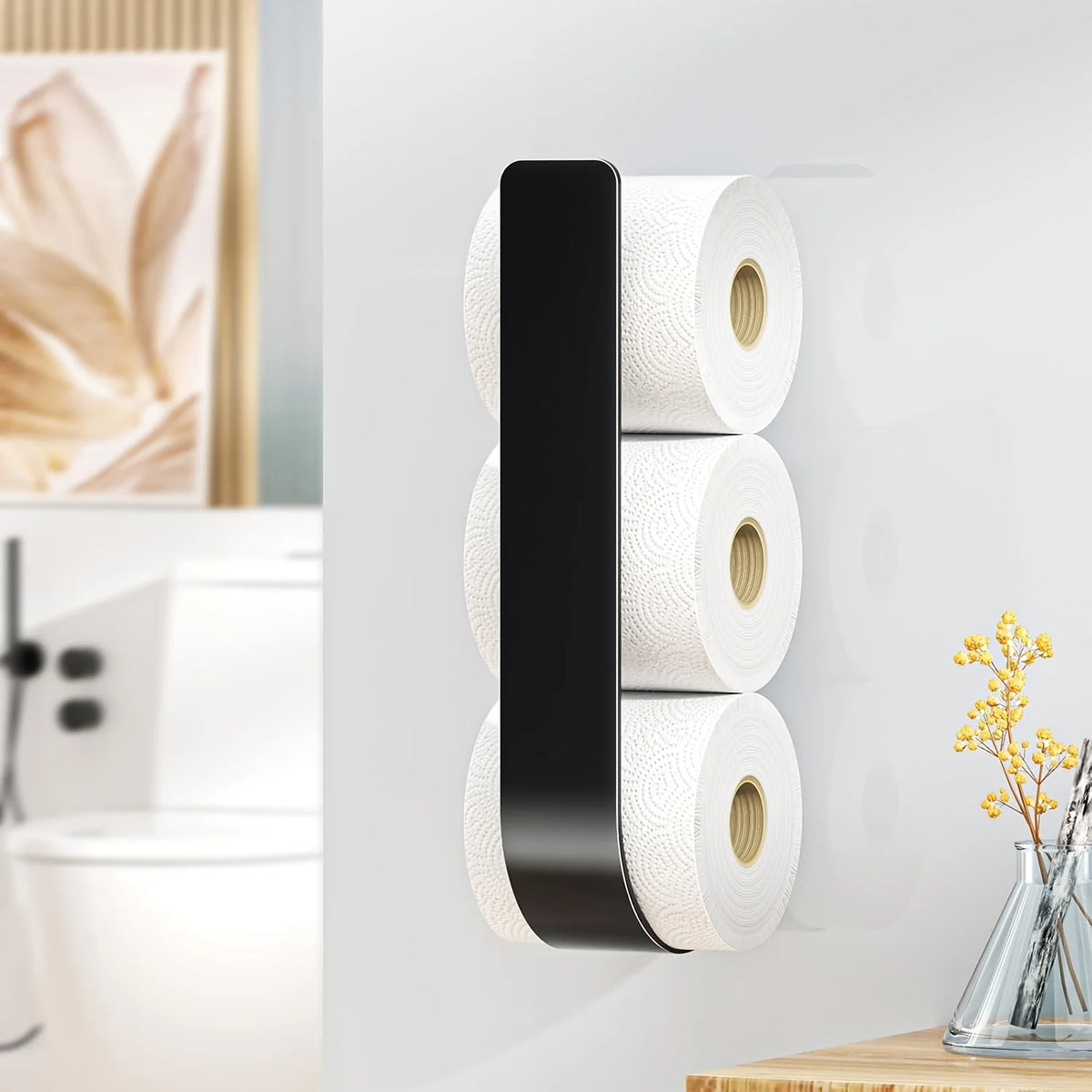 porte rouleaux papier toilette mural noir moderne porte serviettes autocollant minimaliste