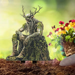 statue jardin artisanale feuilles racines mousse vert brun beige fantaisie extérieure noël