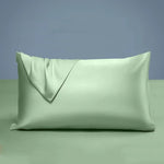 lot deux taies d'oreiller lyocell eucalyptus bleu clair unies lit chambre moderne