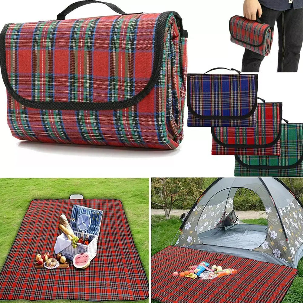 tapis pique nique rouge vert bleu carreaux écossais moderne eva poignée portable camping plage