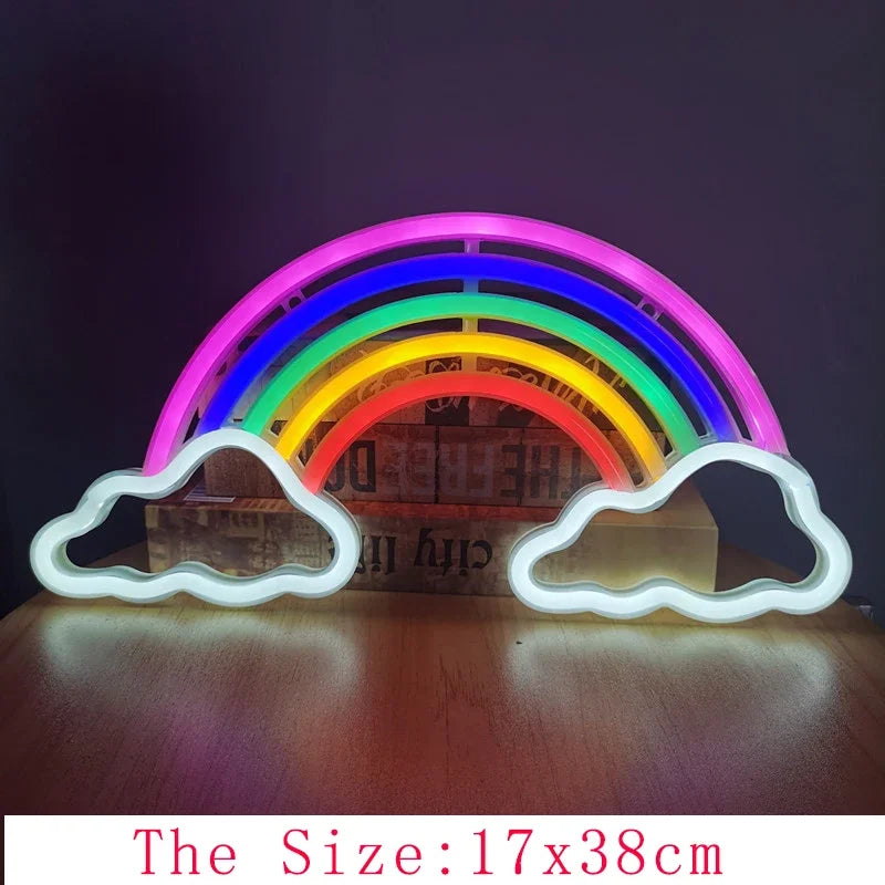 décoration murale néon arc ciel nuages moderne veilleuse USB LED colorée chambre festive
