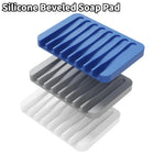 porte savon silicone bleu gris moderne rainures salle bain
