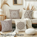 housse coussin mandala imprimé moderne 100 polyester beige gris clair 40x40cm 45x45cm 50x50cm 60x60cm