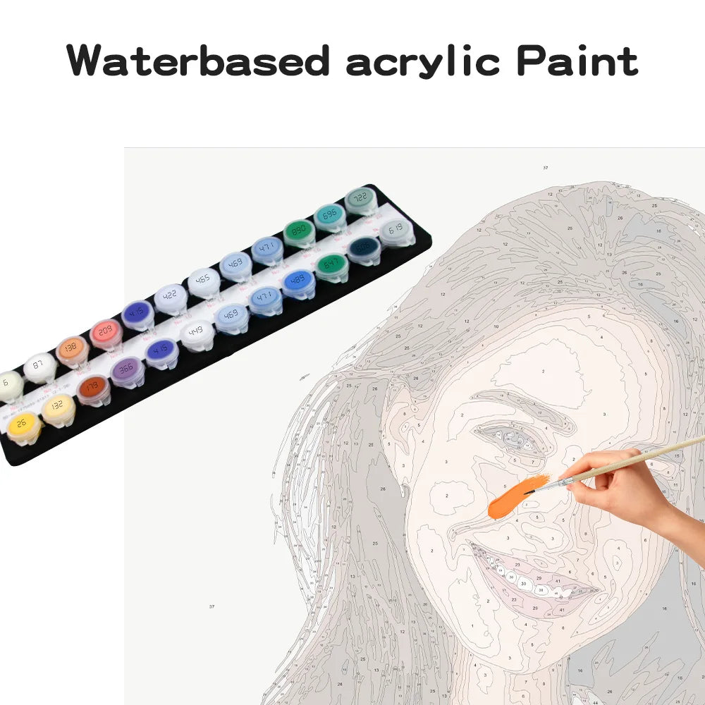 Kit de peinture par numéros avec pinceaux et peintures acryliques