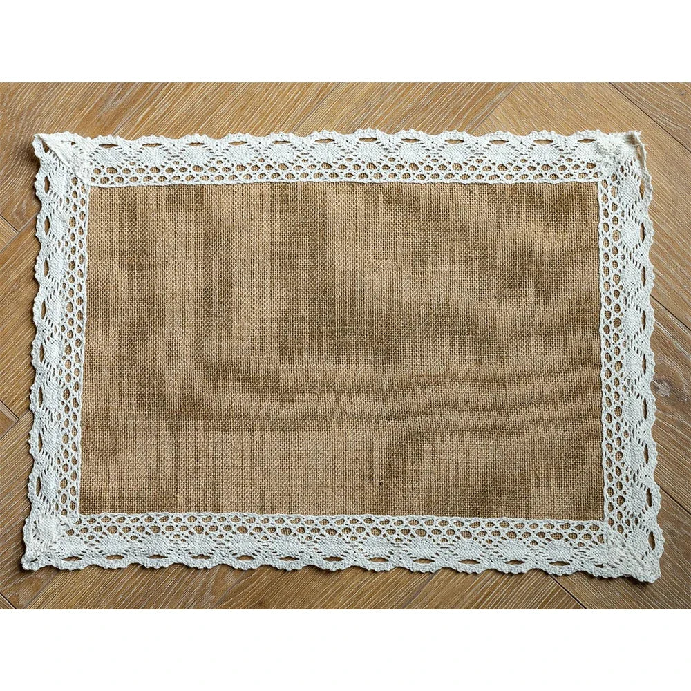 serviettes table beige blanc tissu naturel franges rustique chic noël mariage fêtes anniversaire