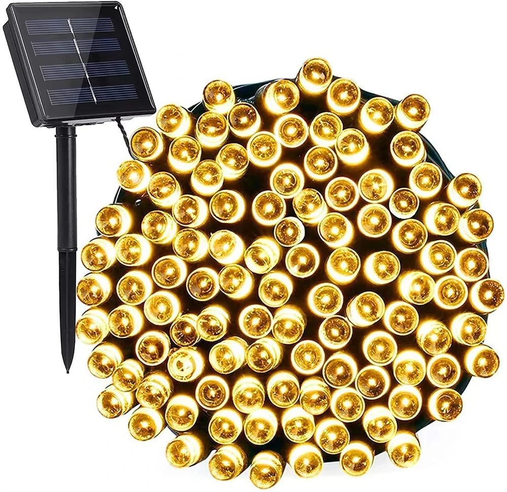 guirlande lumineuse solaire multicolore moderne 300 led modes ip65 autoinstallation spikesextérieur