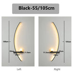 applique murale led moderne noire 55cm 105cm lampe led minimaliste chambre salon