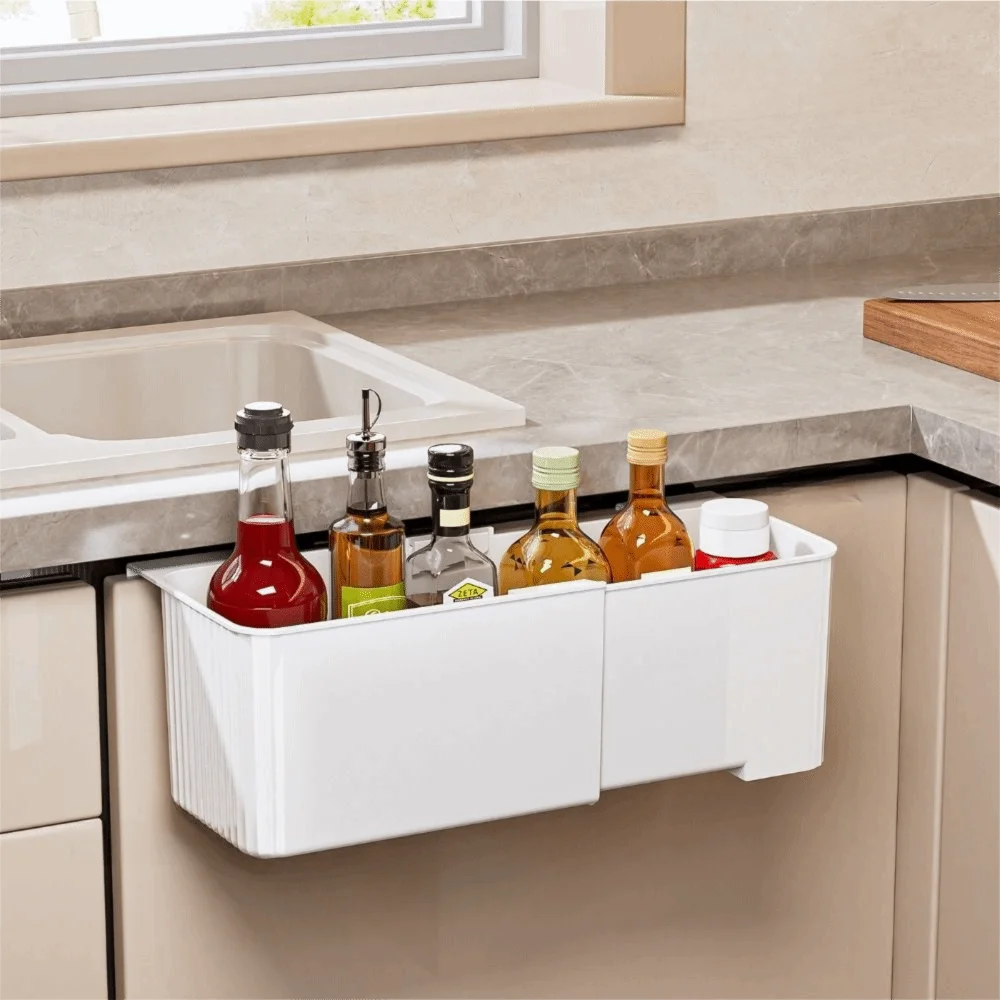organisateur cuisine suspendu blanc transparent rangements multiple moderne étagères rangement porte meuble bouteilles éponges