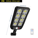 lampe solaire led détecteur mouvement 200 led noir moderne ip65 télécommandeextérieur