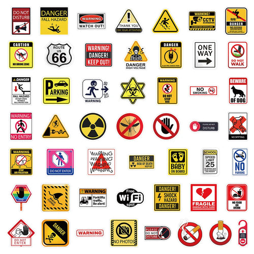 autocollants graphiques adhésifs warning sécurité alerte jaune rouge noir blanc
