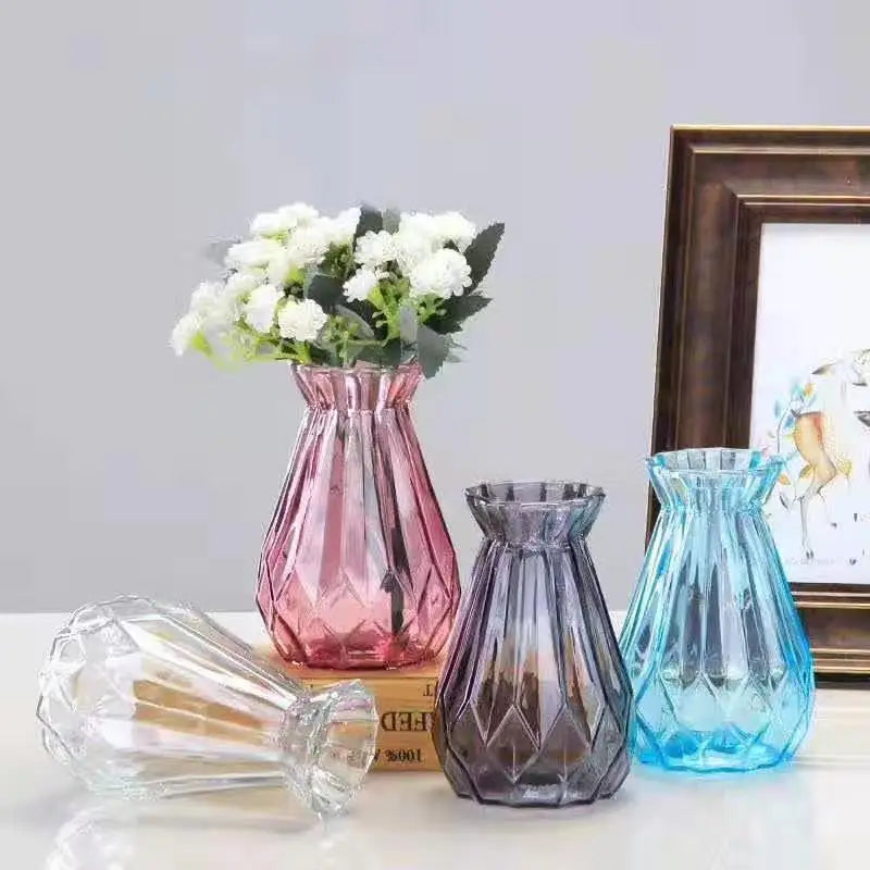 vases verre transparent diamant rose bleu gris vert moderne