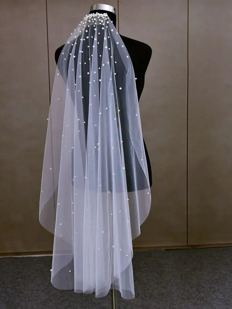 voile mariée femme blanc peigne simple classique transparent shoulder bridal veil