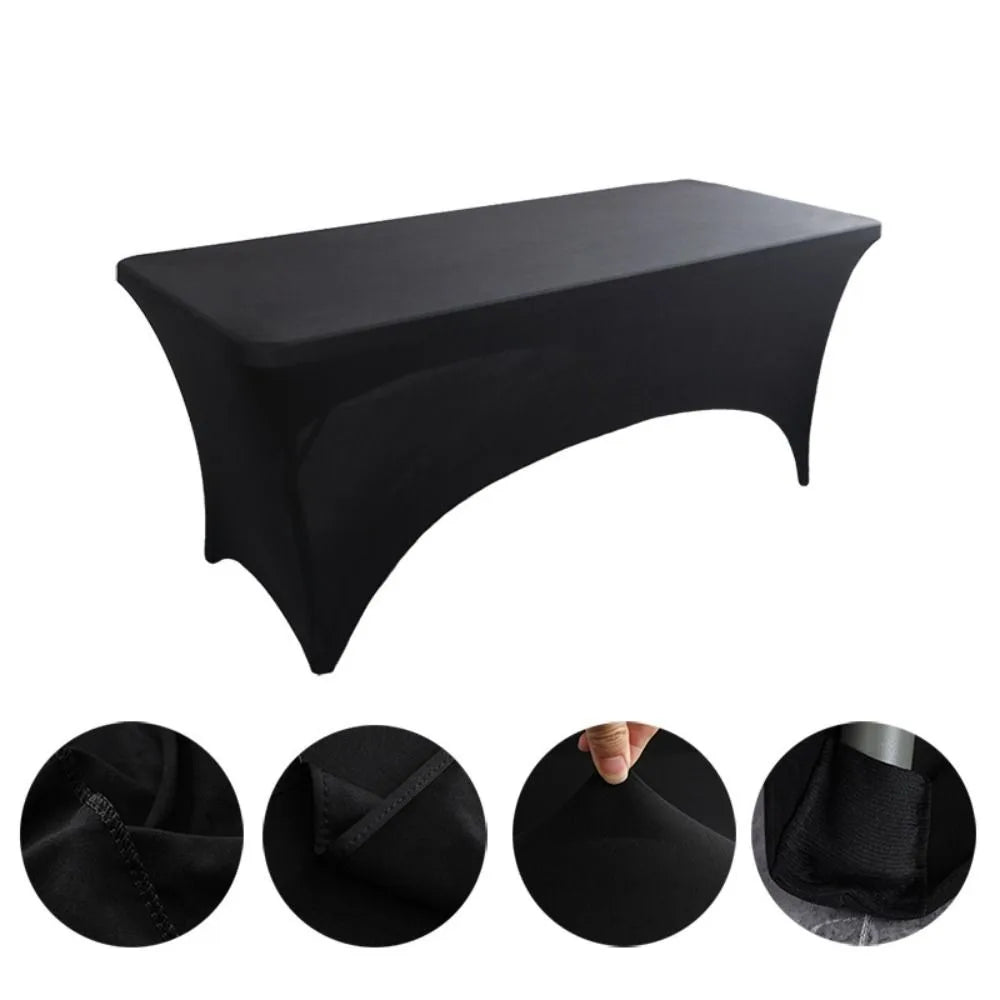 housses table réutilisables noires solides modernes adhésives fête pâques 4ft 6ft 8ft polyester