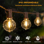 Guirlande lumineuse connectable LED étanche IP44 illuminant une terrasse