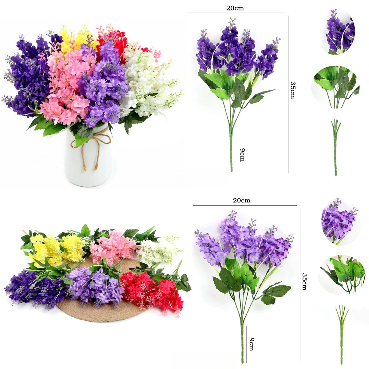 bouquet hyacinthe artificielle violet rose jaune blanc moderne décoration intérieur mariage anniversaire baby shower