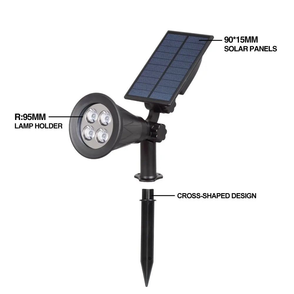projecteur solaire led moderne jardin noir ip44 protection abs matériaux