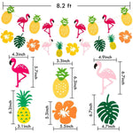décorations fête tropicales flamants roses ananas guirlandes pompons cupcakes gâteau blanc