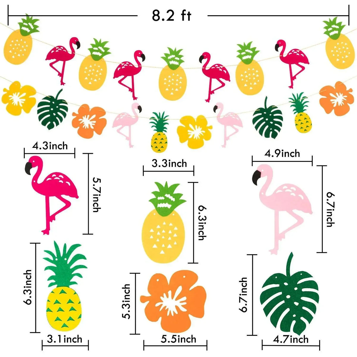 décorations fête tropicales flamants roses ananas guirlandes pompons cupcakes gâteau blanc