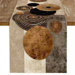 table cuisine moderne lin motifs abstraits beige marron rustique contemporain fermier