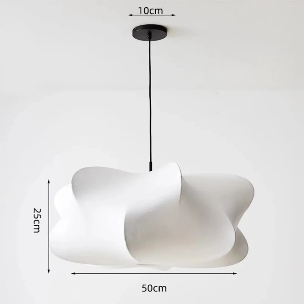 suspension lumineuse moderne blanche lotus fer soie plafonnier minimaliste toucher on off