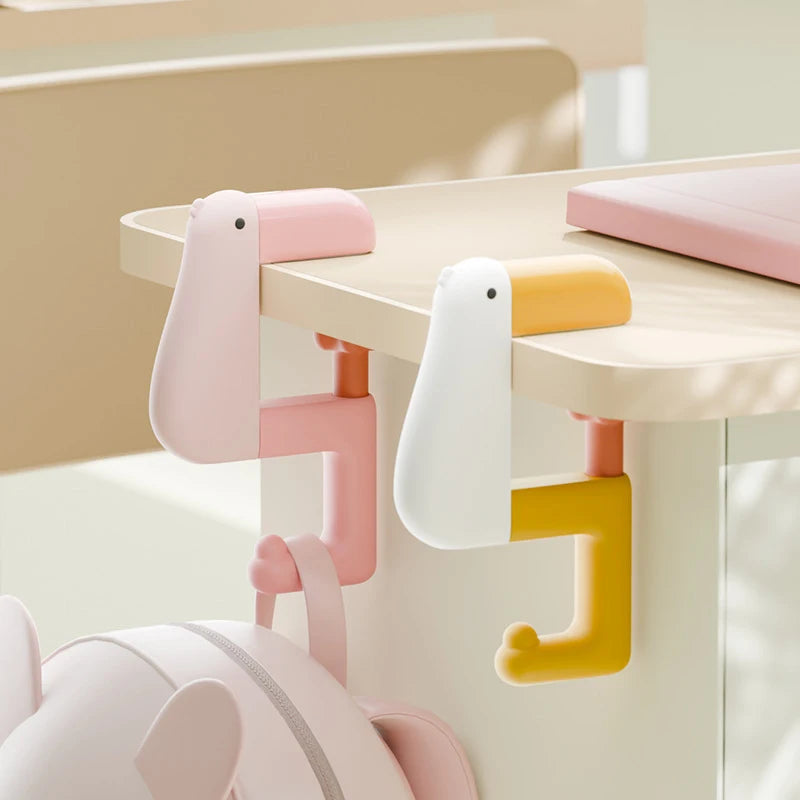 porte sacs clips oiseau noir jaune rose clair blanc moderne minimaliste école fournitures