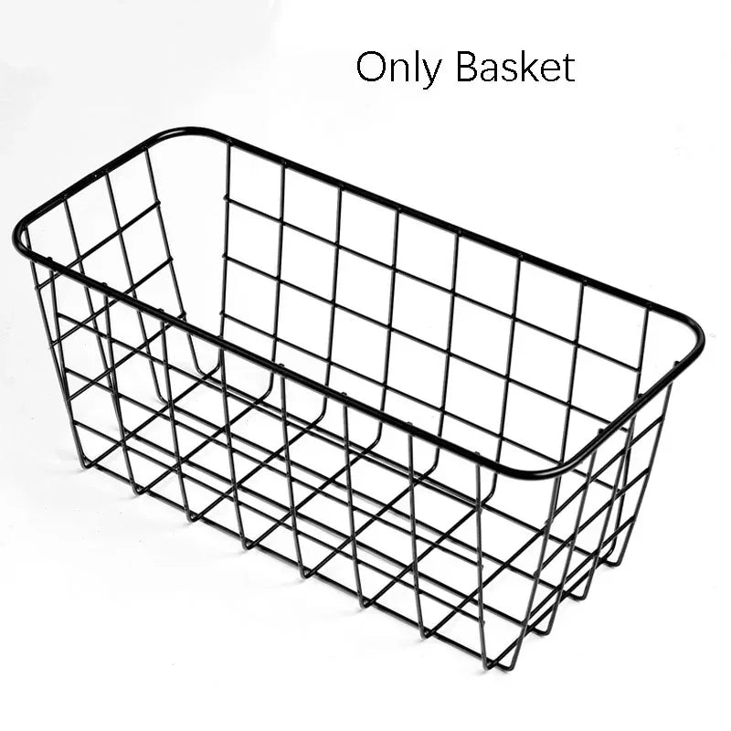 panier métallique noir grille minimaliste clips rangement cuisine chambre