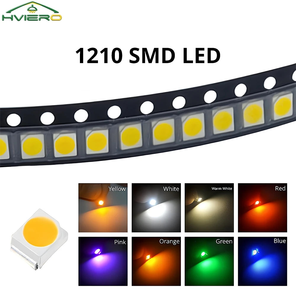 diodes led smd 1210 jaune rouge blanc rose violet orange moderne 1000 pièces