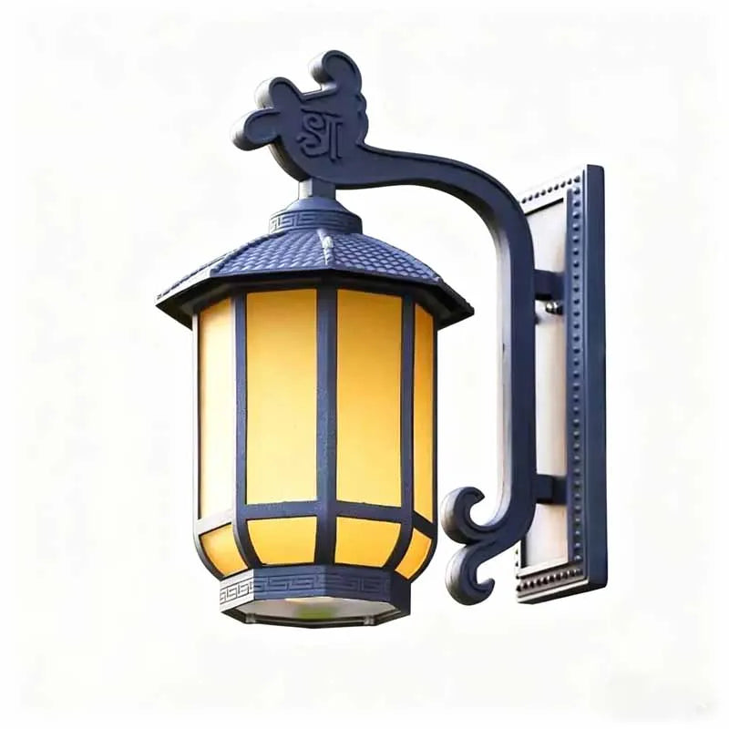 lampe murale extérieure noire verre translucence ip55 e27 alu classique rustique
