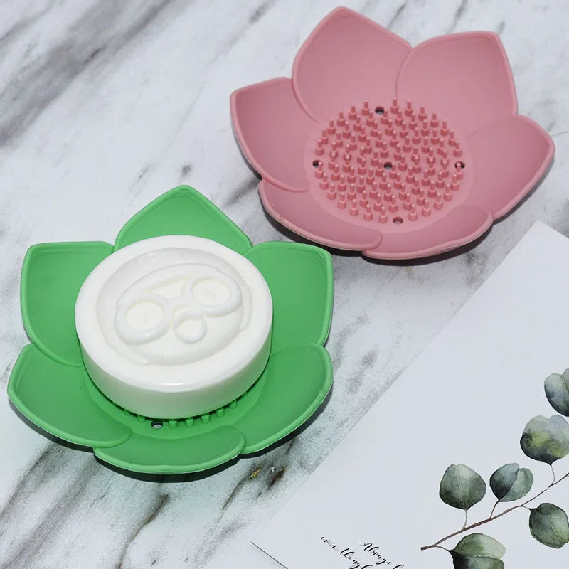 porte savon silicone fleur lotus noir blanc gris rose vert bleu violet moderne salle