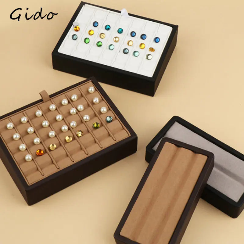 boîtes bijoux velours noir beige boîtes rangement classiques 12.5cm 6cm 2.8cm