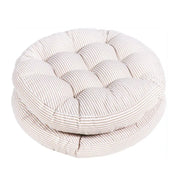 coussin sol extérieur blanc rayures verticales carré rond patio jardin rustique bohème
