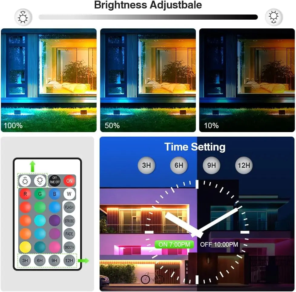 projecteur led rgb ip66 étanche 100w télécommande moderne fixation murale