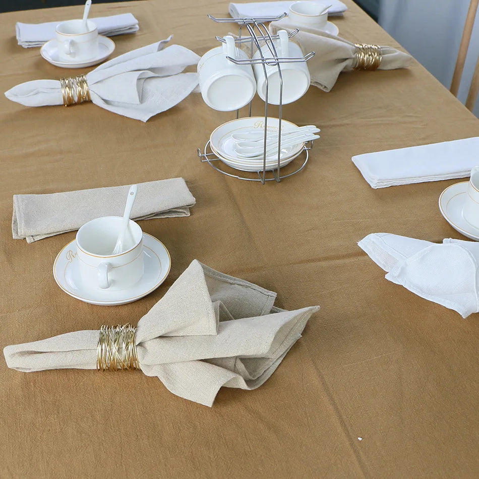 serviettes table coton polyester 30x45cm classique vert olive rouge blanc gris clair texture lin