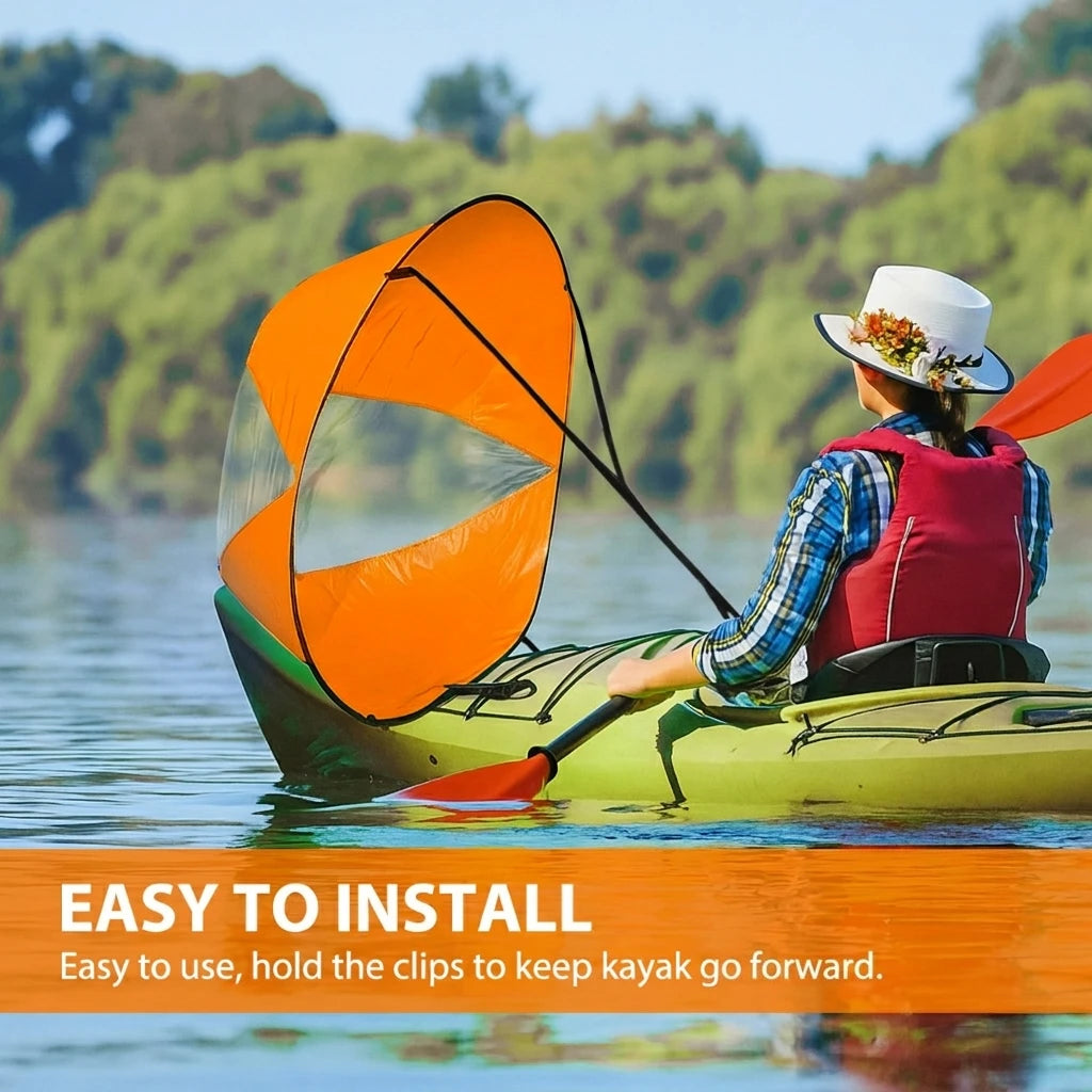 voile kayak orange rayures clips moderne pêche loisir transparent légère pliante