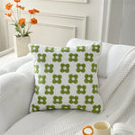 coussin carré 45x45 cm brodé feuille verte moderne décoration printanière
