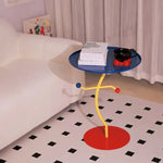 table basse moderne métal couleur bleue jaune rouge artistique salon