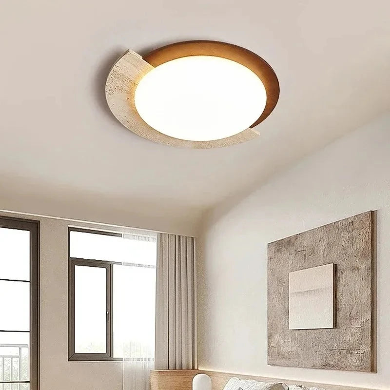 plafonnier moderne pierre polie marron texture granulée éclairage led cuisine chambre salle manger entree
