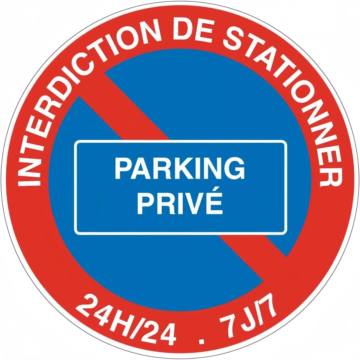 panneau signalisation interdiction stationner métal rond rouge blanc garage décoration murale extérieur voiture interdit