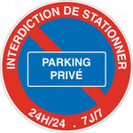 panneau signalisation interdiction stationner métal rond rouge blanc garage décoration murale extérieur voiture interdit