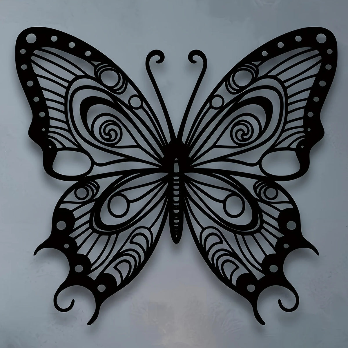 décoration murale métal papillon noir gris motif zentangle opaque contemporainintérieur chambre salon