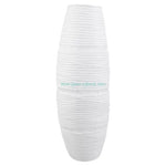 lampe sol moderne blanc rayures fines filament lumineux base noire opaque pliable