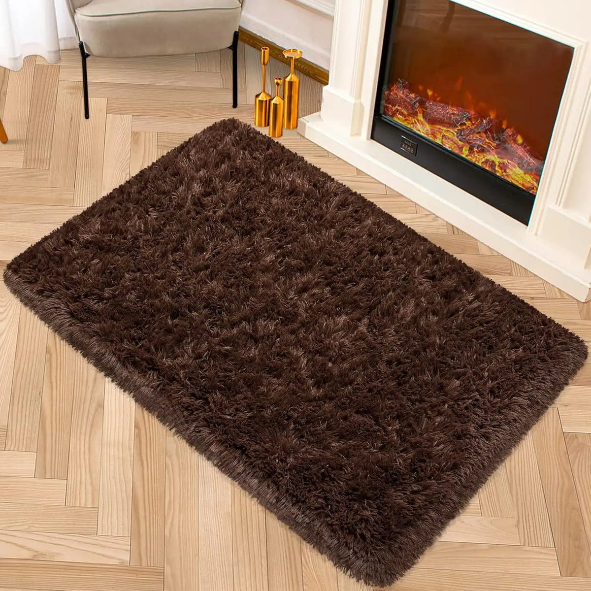 tapis rouge uni peluche moderne 50x80cm confortable antidérapant chambre salon vestibule